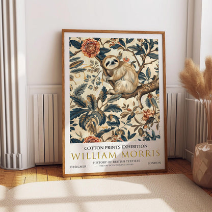 William Morris Sloth Art Print: Vintage Floral Textile Design