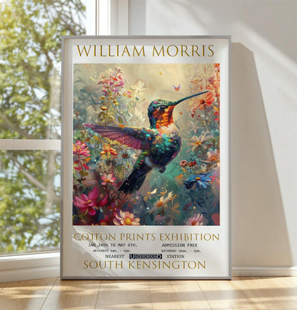 Vintage Hummingbird Print – Botanical Wall Art | William Morris Floral Decor