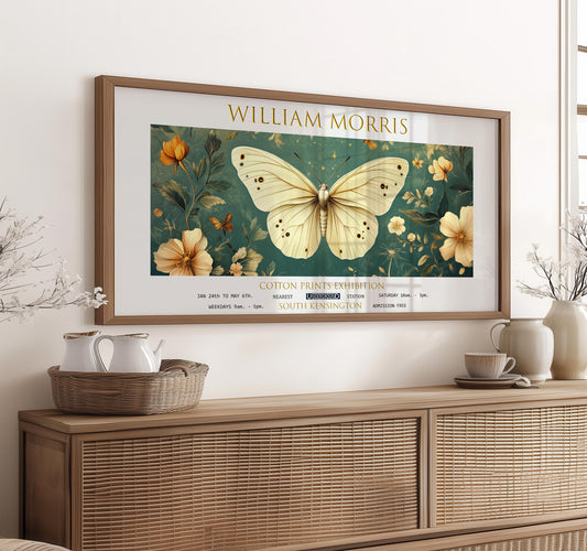 William Morris Butterfly Print: Vintage Floral Panoramic Wall Art