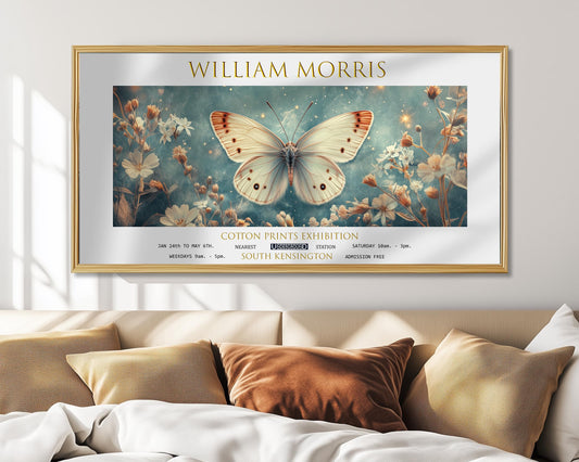 William Morris Butterfly Panoramic Print – Vintage Floral Wall Art