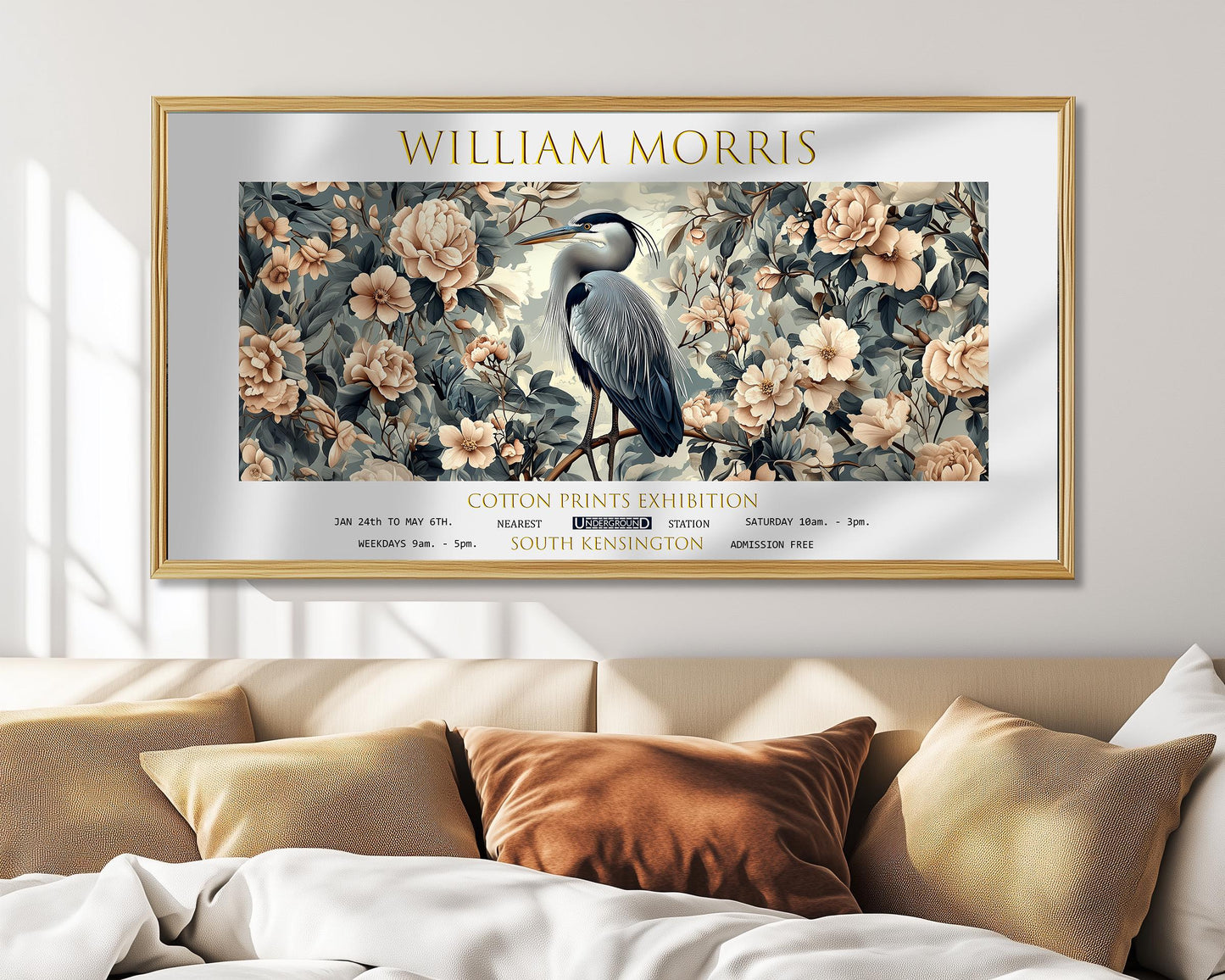 William Morris Heron Print: Vintage Botanical Wall Art