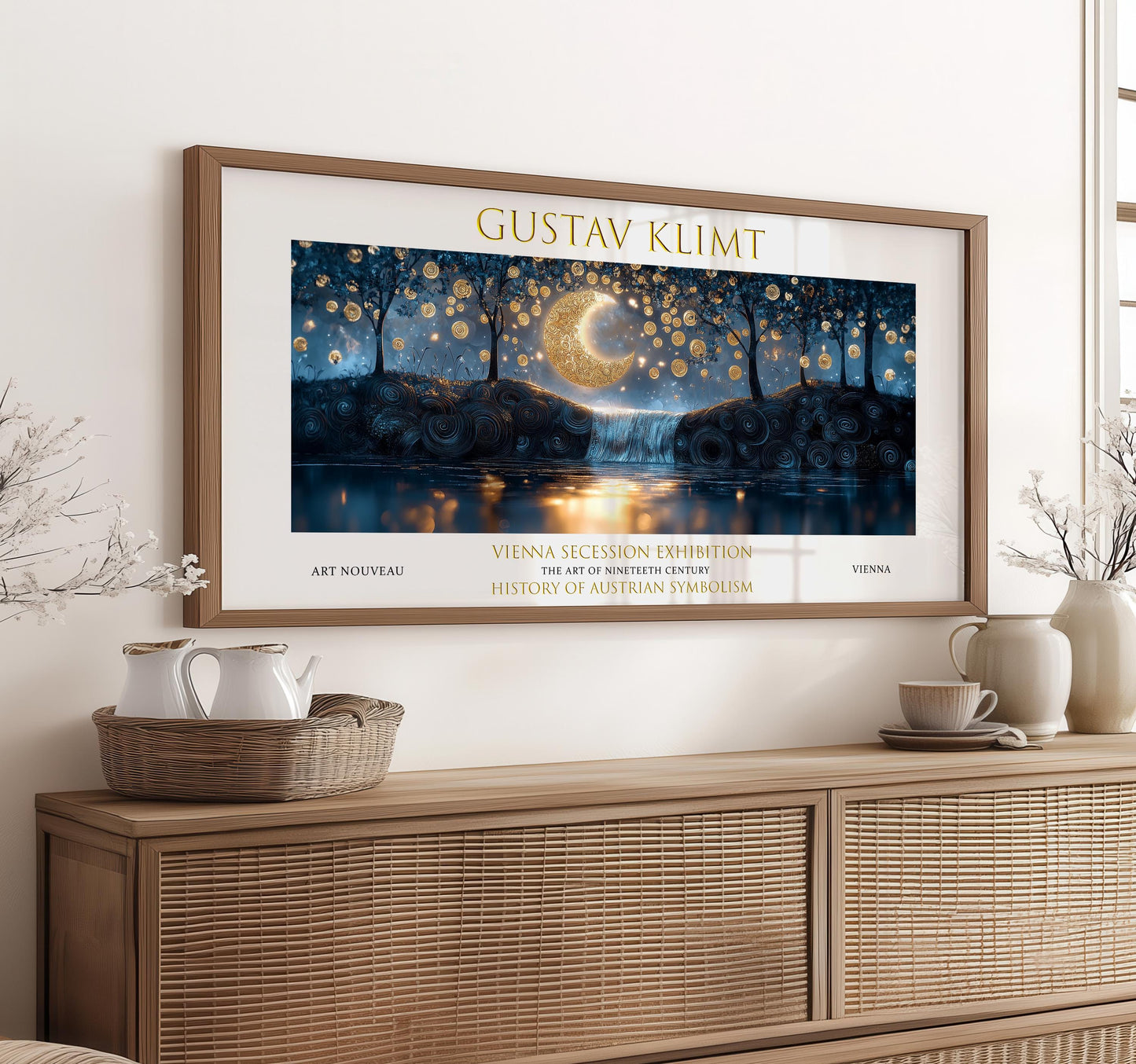 Gustav Klimt Night Waterfall Print: Art Nouveau Vintage Poster
