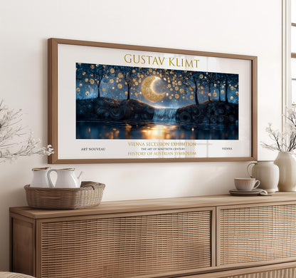 Gustav Klimt Night Waterfall Print: Art Nouveau Vintage Poster