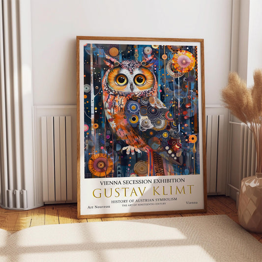 Gustav Klimt Owl Print – Art Nouveau Vintage Wall Art on Premium Paper