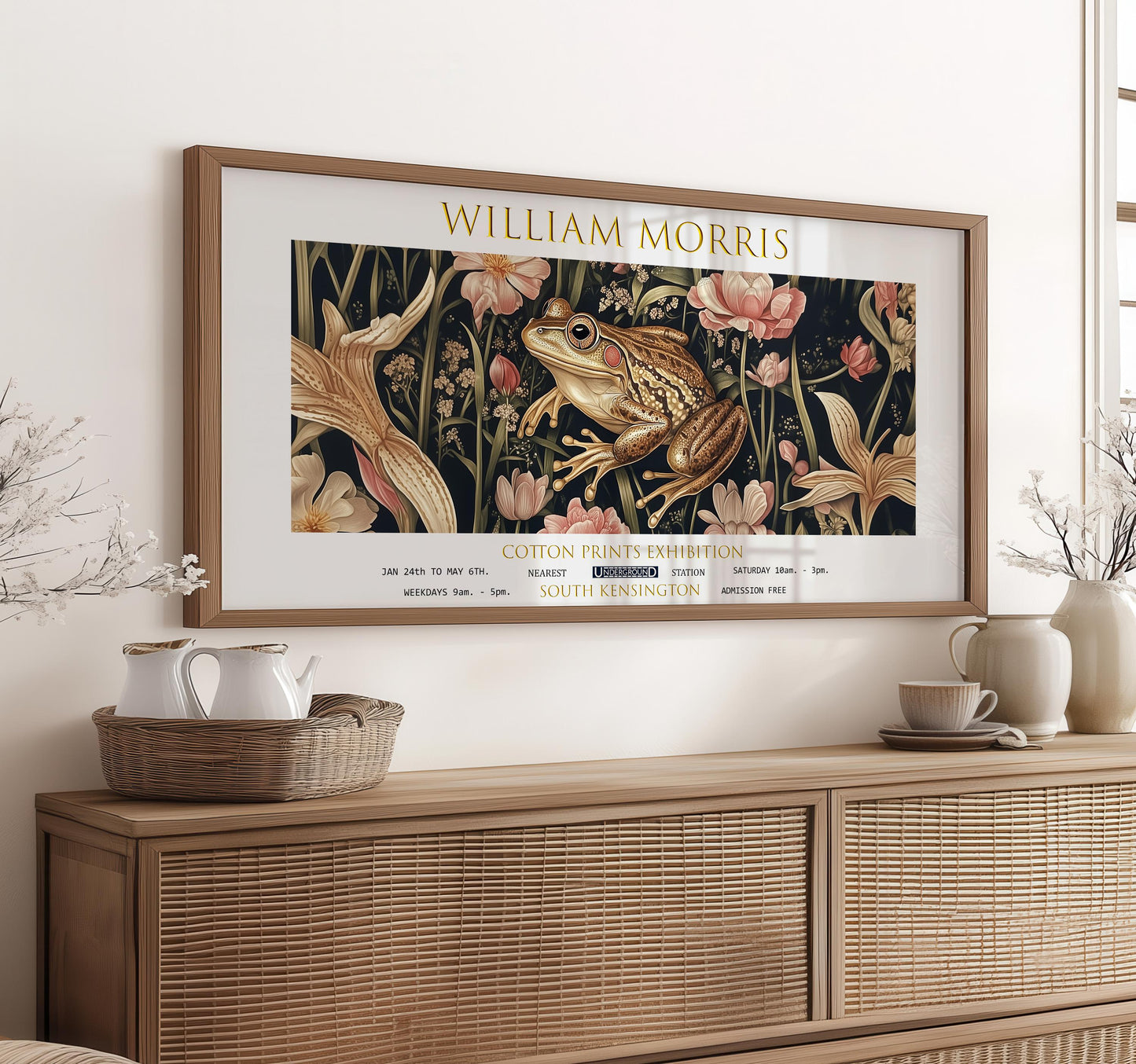 William Morris Frog Art Print: Vintage Botanical Panoramic Poster