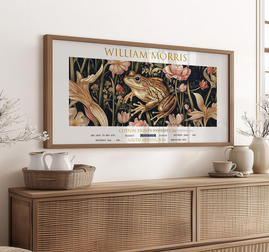 William Morris Frog Art Print: Vintage Botanical Panoramic Poster