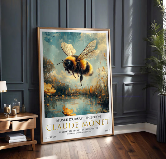 Claude Monet Bee Print: Vintage Impressionist Wall Art