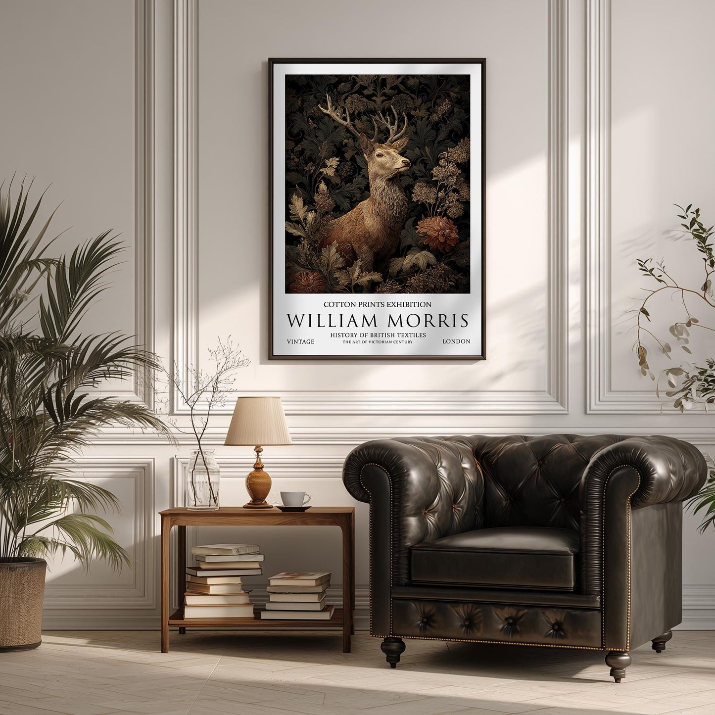 William Morris Stag Print: Vintage Botanical Dark Academia Wall Art