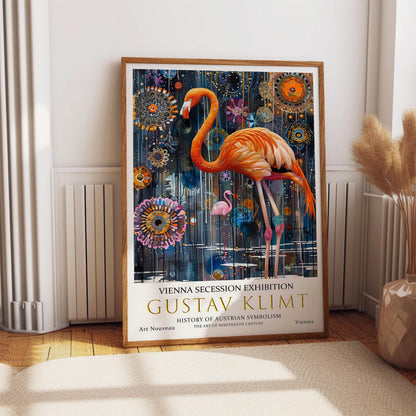 Gustav Klimt Flamingo Print - Art Nouveau Vintage Wall Art on Premium Paper