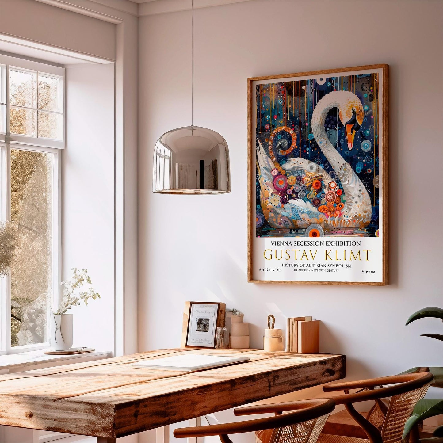 Gustav Klimt Print - Vintage Art Nouveau Poster | Gold Leaf Swan Artwork