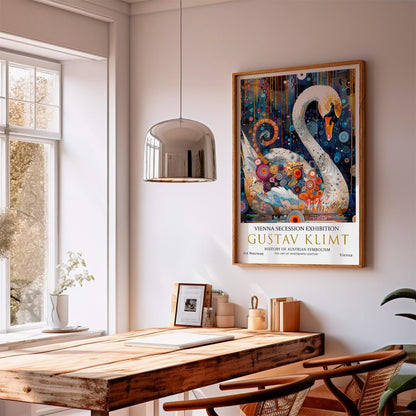 Gustav Klimt Print - Vintage Art Nouveau Poster | Gold Leaf Swan Artwork