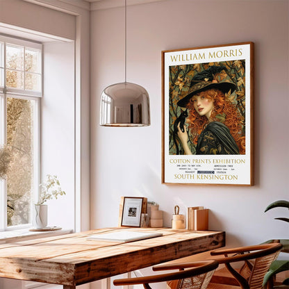 William Morris Print Gothic Witch & Black Cat Poster – Vintage Art Poster On Premium Matte Paper