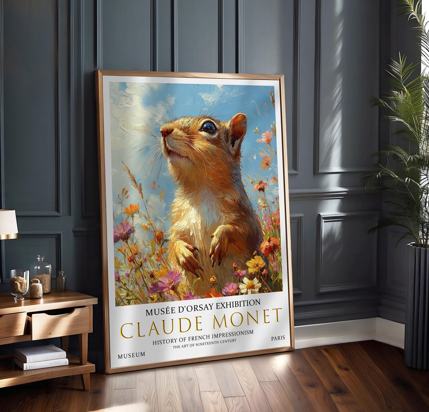 Claude Monet Squirrel Print: Vintage Impressionist Art Poster