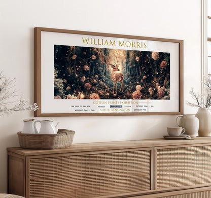 William Morris Deer Panoramic Print: Vintage Textiles Art