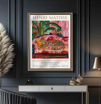 Leopard Sofa Poster, Matisse Style Colourful Wall Art