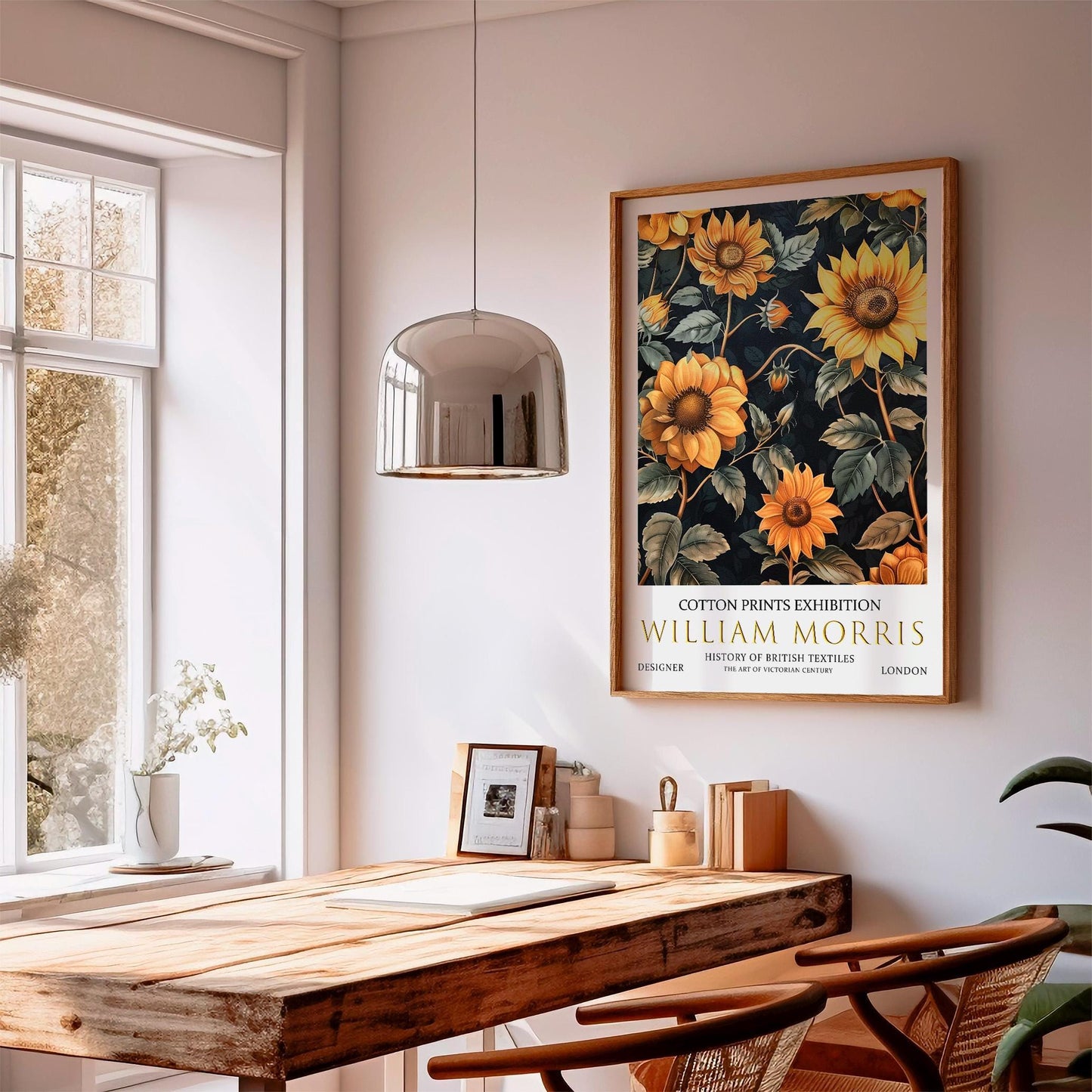 William Morris Print - Vintage Art Poster | Botanical Wall Art, Sunflower Floral Design