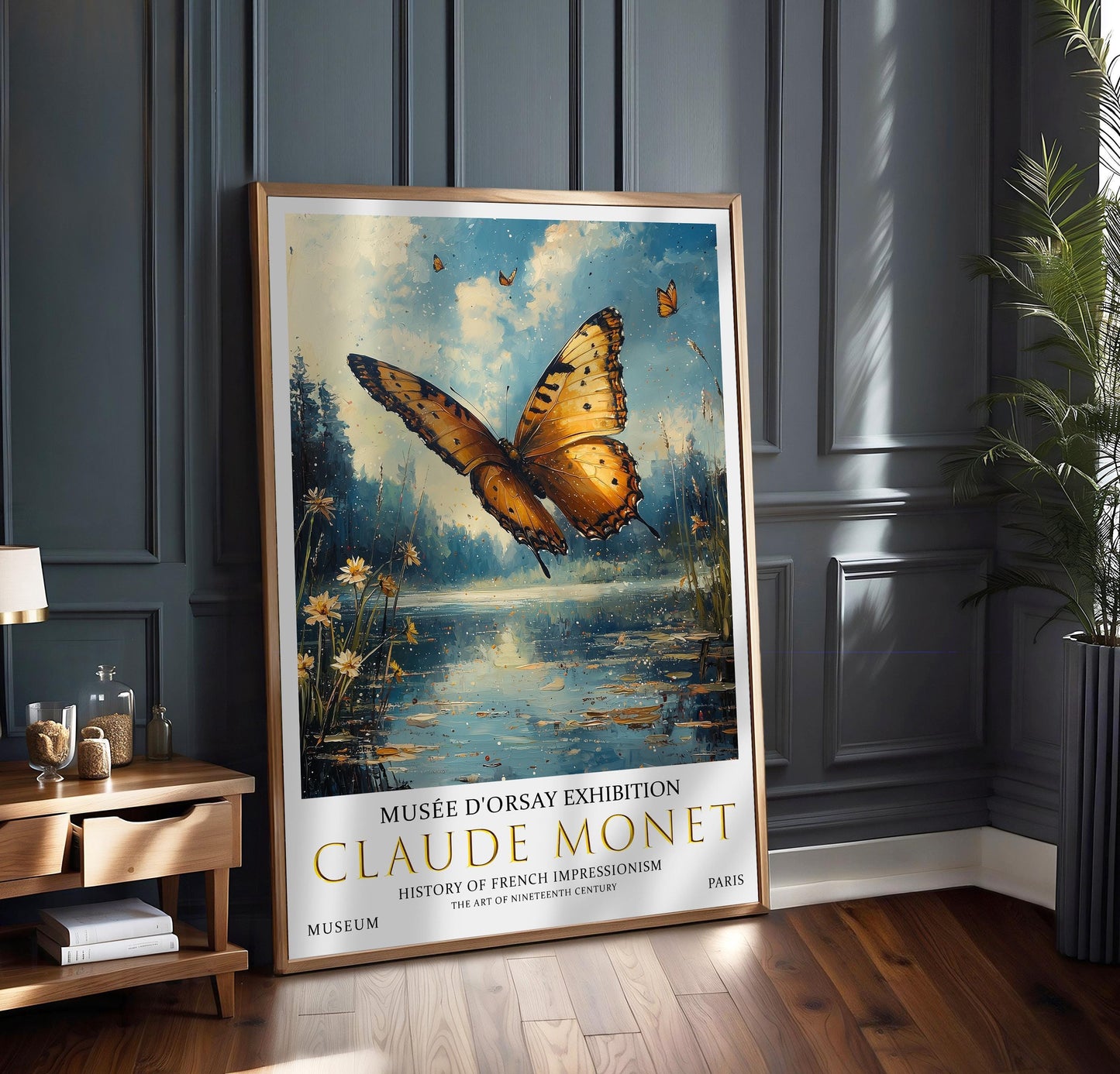 Claude Monet Butterfly Print: Vintage Impressionist Wall Art