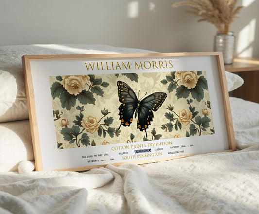 William Morris Butterfly Print: Vintage Floral Art, Textiles Design