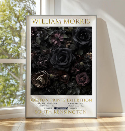 William Morris Black Roses Print: Vintage Floral Wall Art