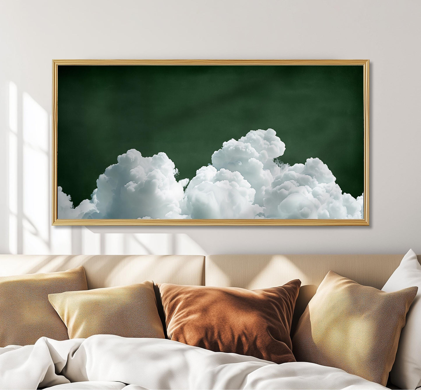 Forest Green Cloudscape Art Print: Moody Sky Panoramic Wall Art