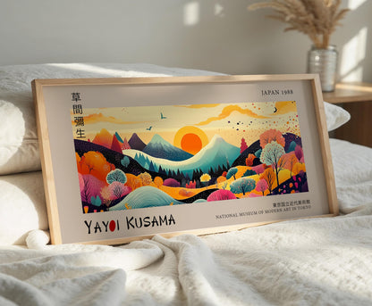 Japanese Panoramic Print – Abstract Wall Art – Japanese Sunset Landscape