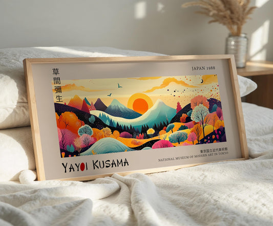 Japanese Panoramic Print – Abstract Wall Art – Japanese Sunset Landscape