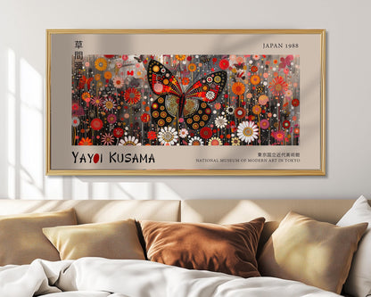 Yayoi Kusama Butterfly Print: Japanese Floral Modern Art