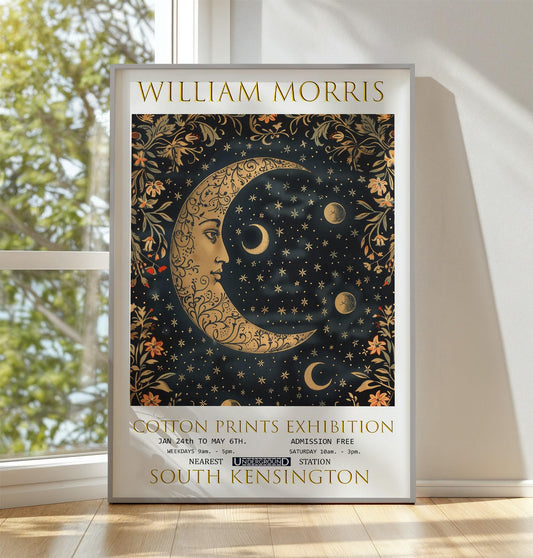 William Morris Print – Vintage Textiles Art | Botanical Wall Art, Moon & Stars
