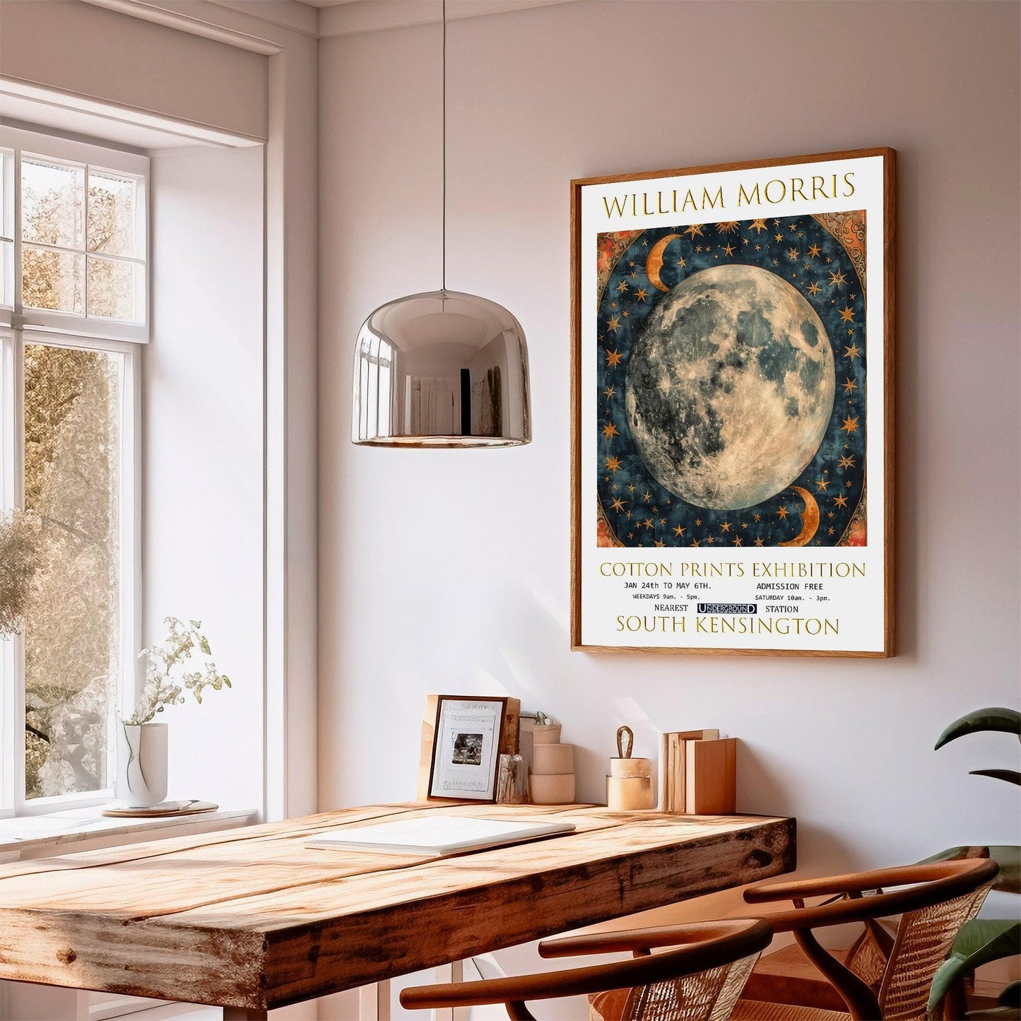 William Morris Poster - Vintage Wall Art | Moon and Stars Print on Premium Matte Paper