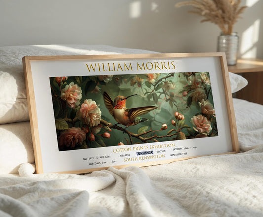 William Morris Hummingbird Print: Vintage Floral Botanical Art