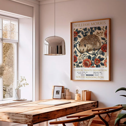 William Morris Poster - Vintage Floral Print with Hedgehog Wall Art | Botanical Design