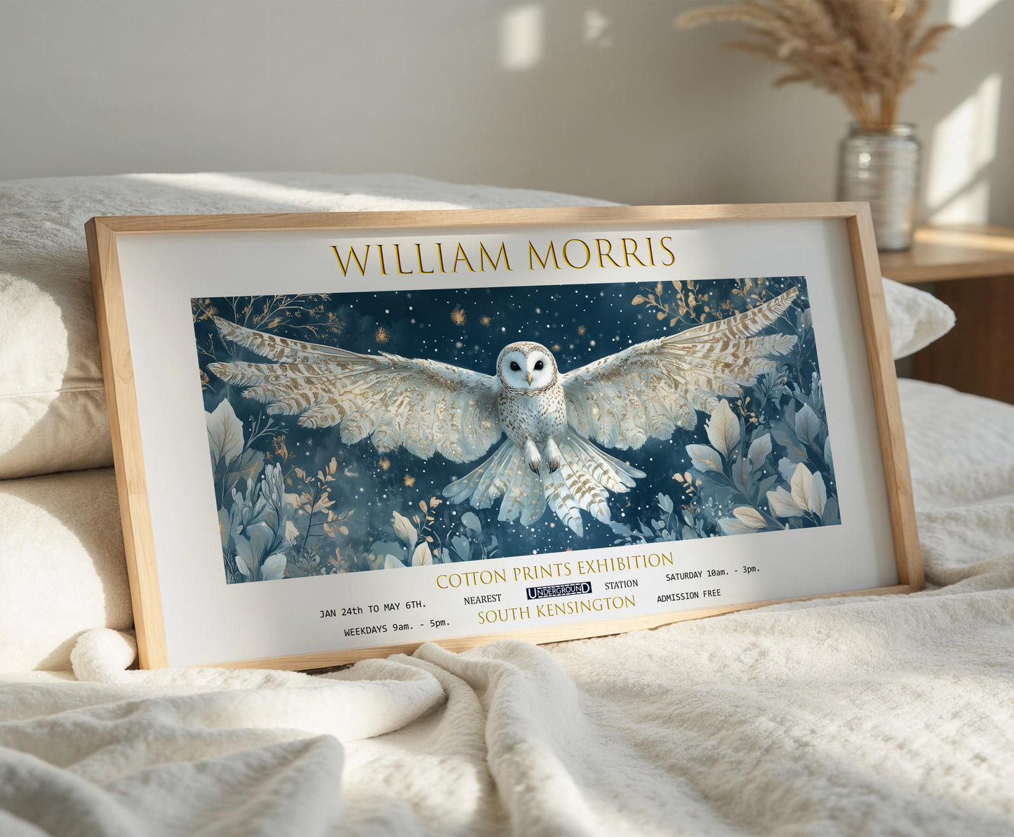 William Morris Owl Print: Vintage Exhibition Poster, Textiles Art