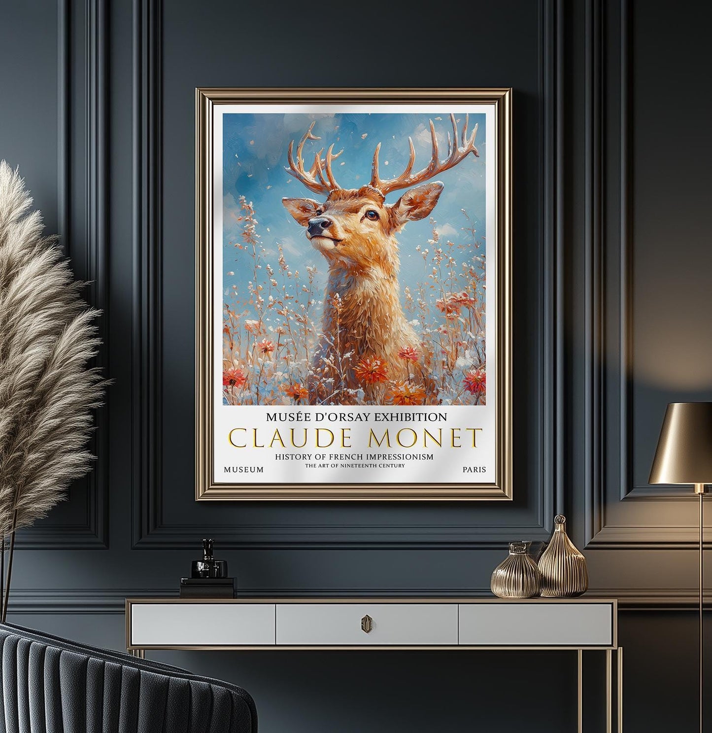 Claude Monet Stag Print: Vintage Impressionist Wall Art