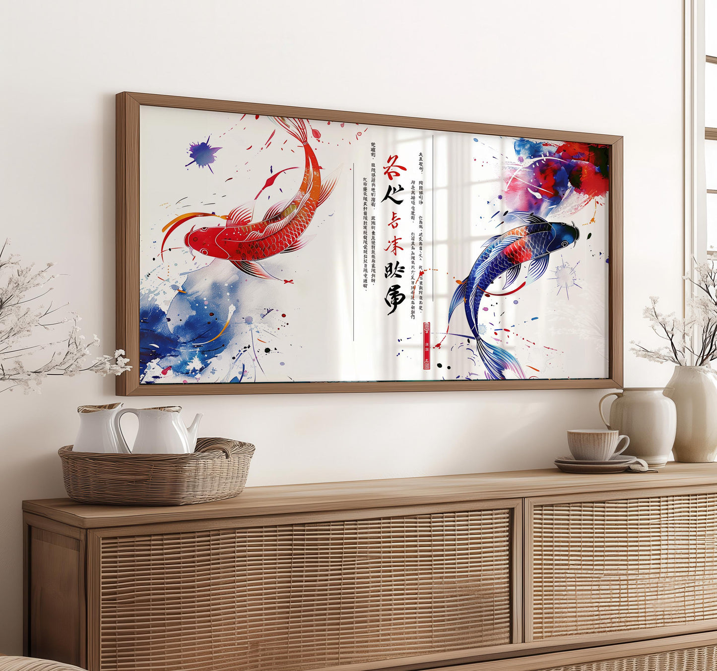 Yin Yang Koi Fish Art Print: Watercolour Zen Decor