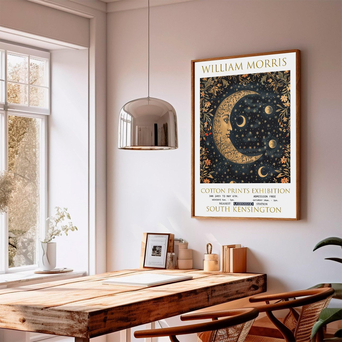 William Morris Print – Vintage Textiles Art | Botanical Wall Art, Moon & Stars