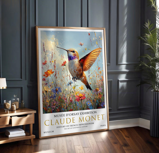 Claude Monet Hummingbird Print: Vintage Impressionist Wall Art
