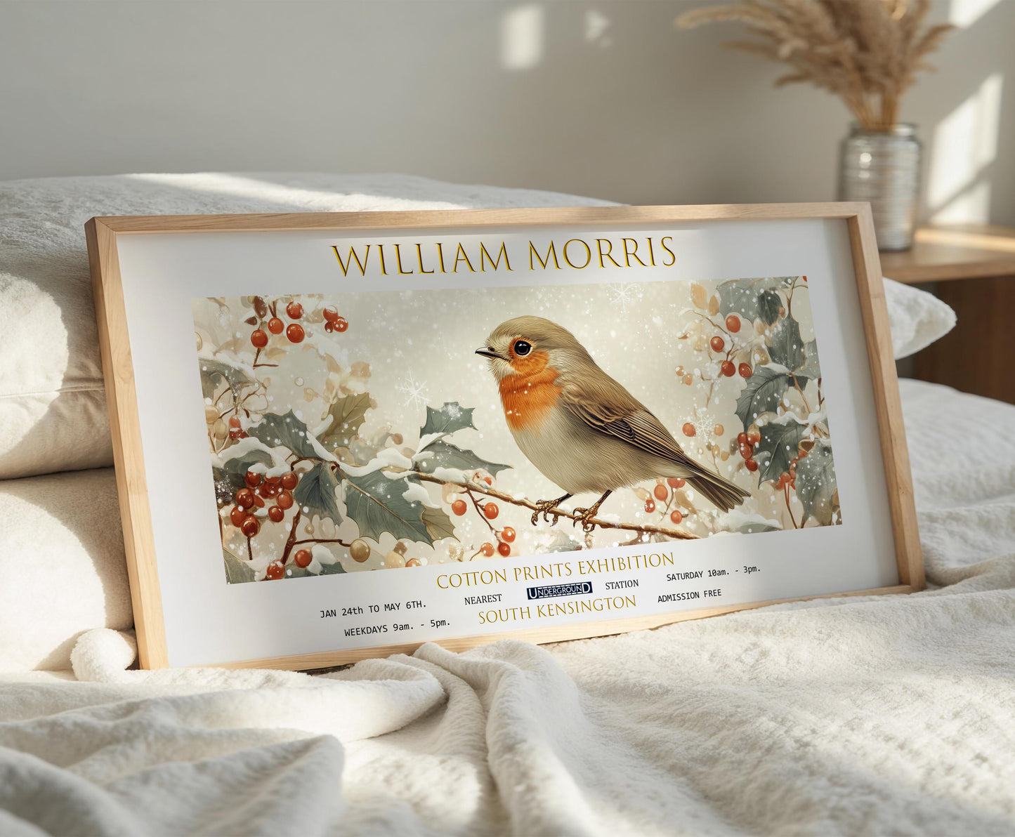 Print: William Morris Robin and Holly, Panoramic Wall Art