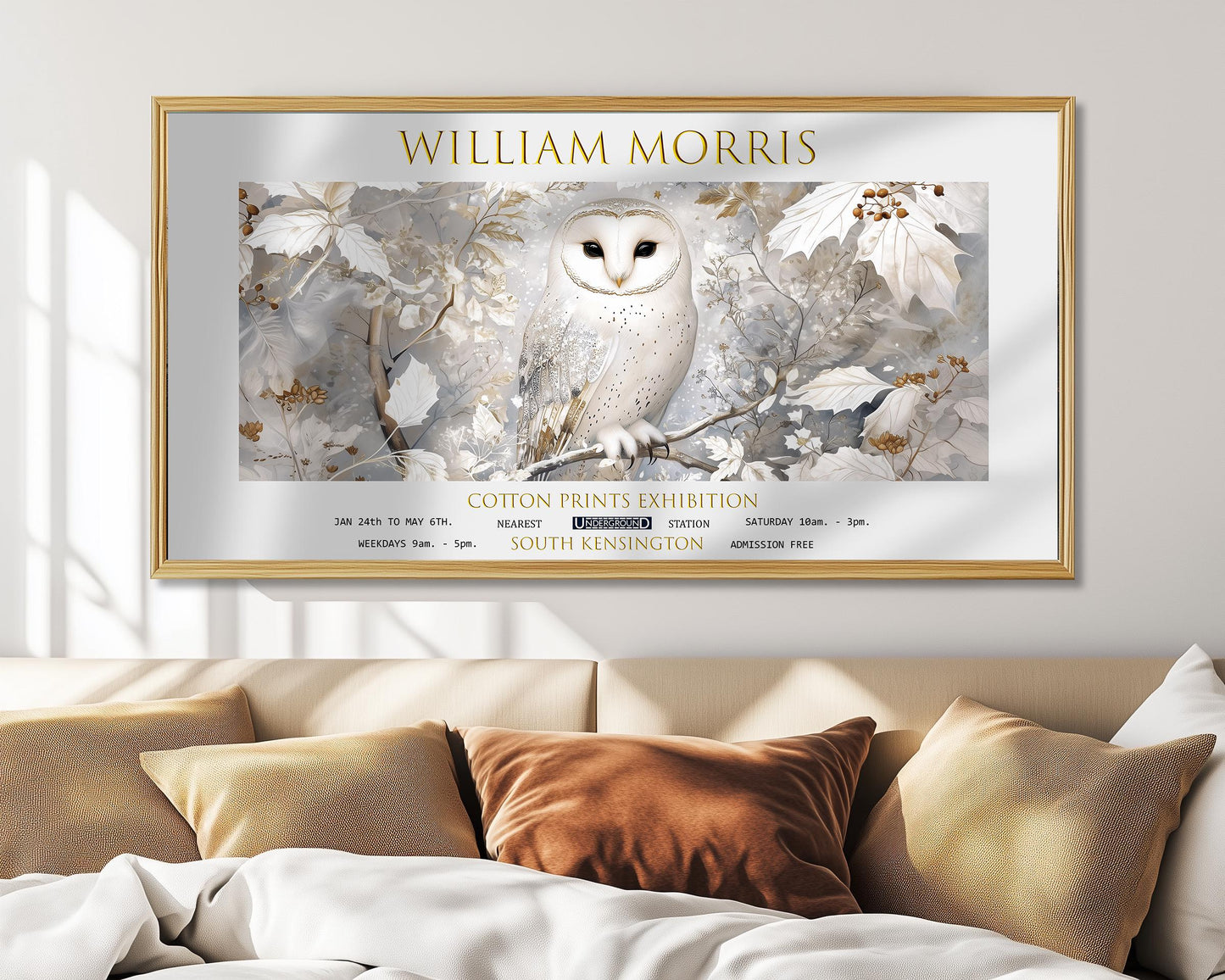 William Morris Owl Print: Vintage Exhibition Poster, Textiles Art