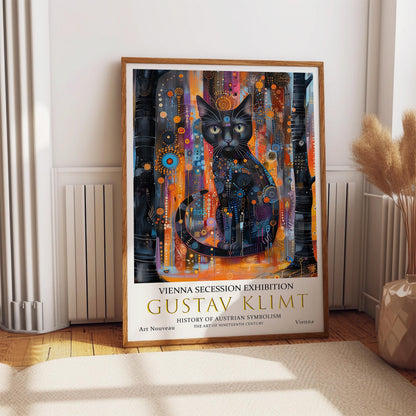 Klimt Black Cat Print – Gustav Klimt Art Nouveau Gold Leaf Artwork on Premium Paper