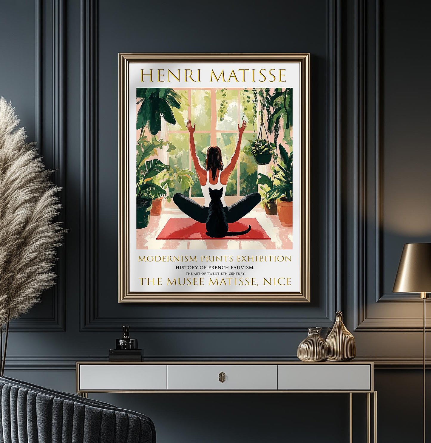 Yoga Cat Henri Matisse Art Print: Fauvist Tropical Painting