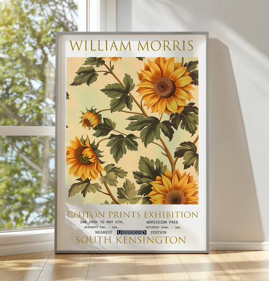 William Morris Sunflower Print: Vintage Floral Exhibition Poster