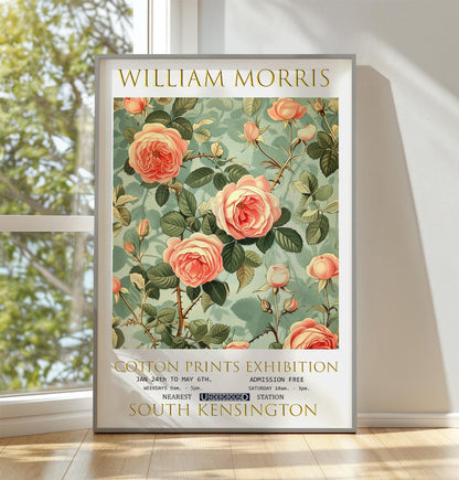 William Morris Rose Print: Vintage Floral Exhibition Poster