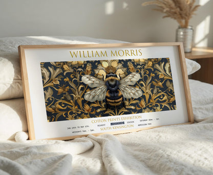 William Morris Gold Bee Print: Vintage Panoramic Textiles Art