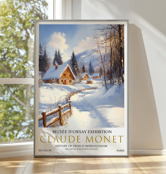 Claude Monet Winter Village Print: Impressionist Landscape Art