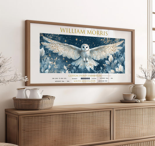 William Morris Owl Print: Vintage Exhibition Poster, Textiles Art