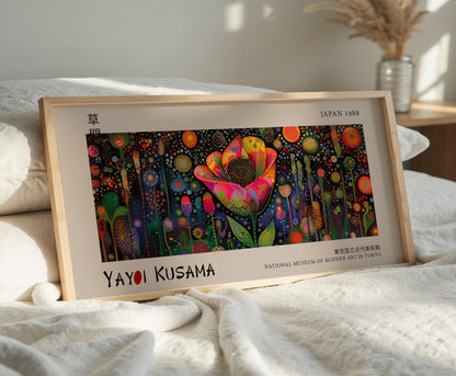 Yayoi Kusama Inspired Japanese Flower Art Print: Modern Floral Gallery Wall Decor