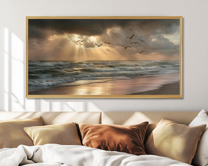 Golden Beach Seascape Panoramic Print