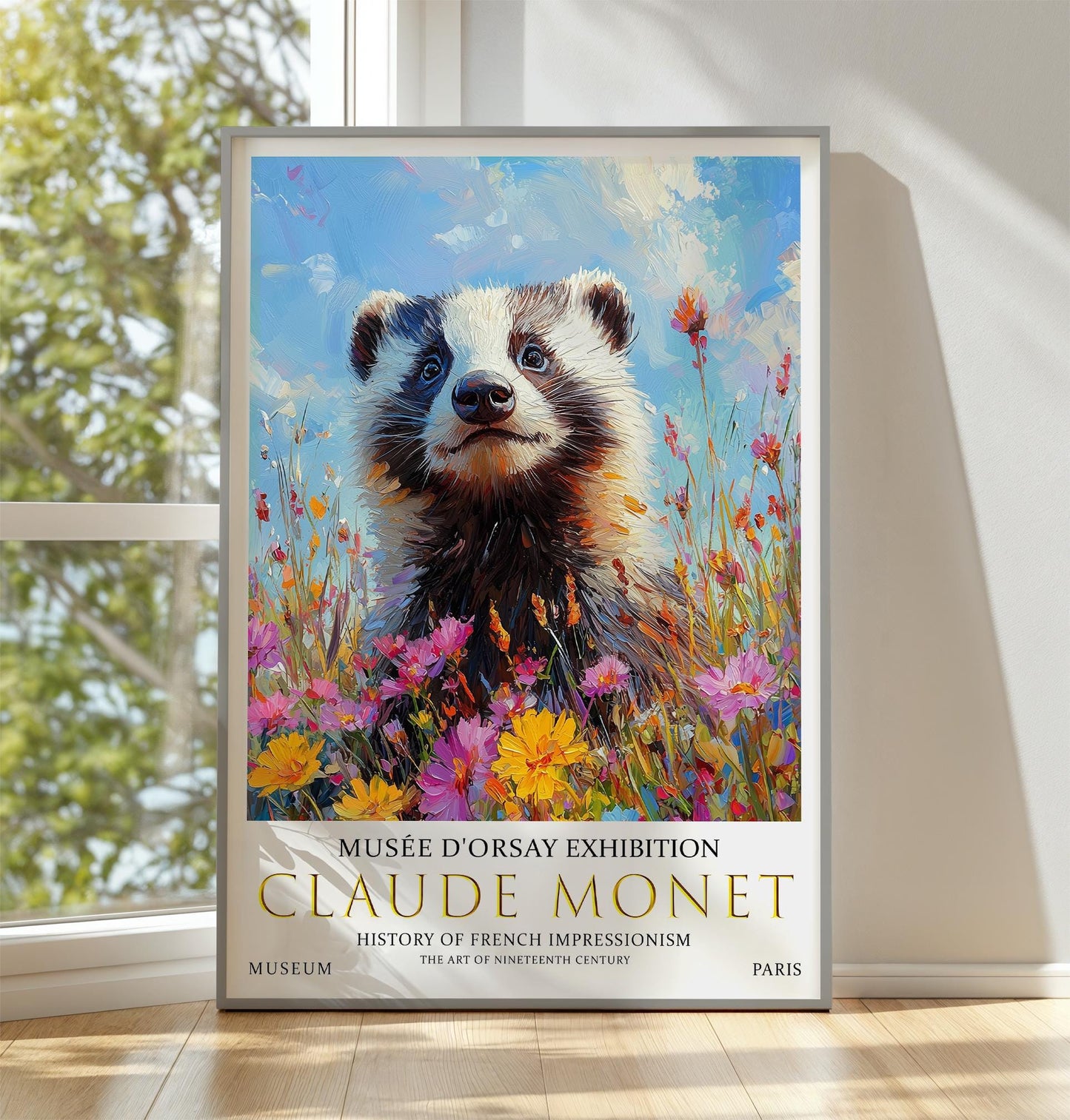 Claude Monet Badger Print: Vintage Summer Meadow Art