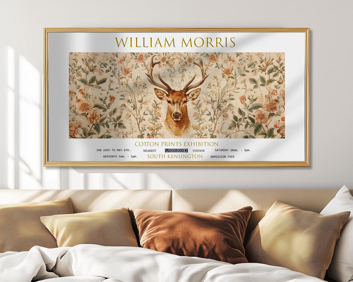 William Morris Stag Print: Vintage Floral Exhibition Art
