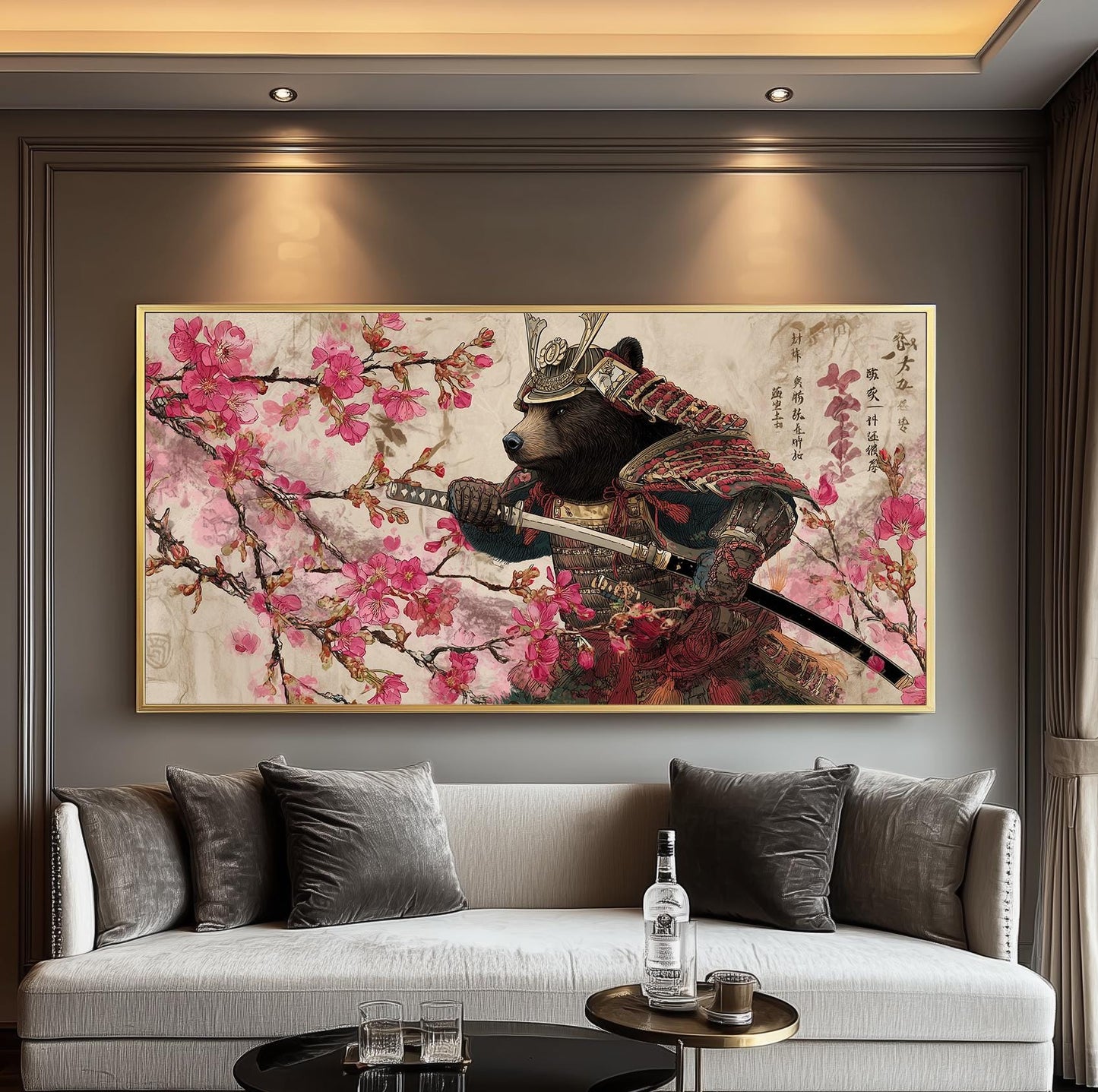 Japanese Bear Samurai Warrior Print: Ukiyo-e Japandi Art